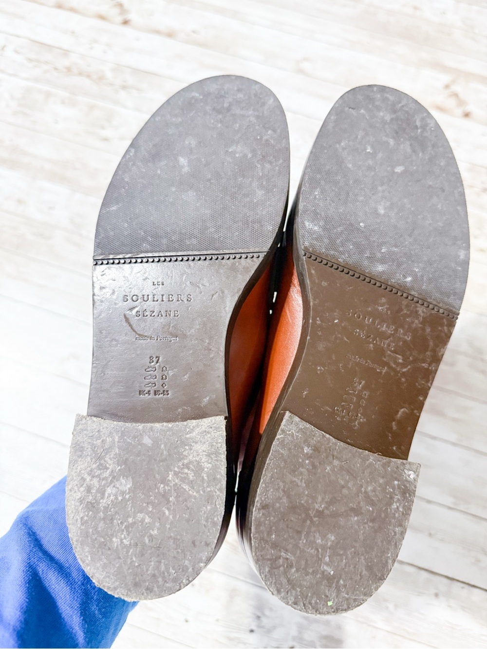 Sezane Andrea Loafers Natural Heritage Leather Brown Size 37 US 6.5 - Picture 8 of 11